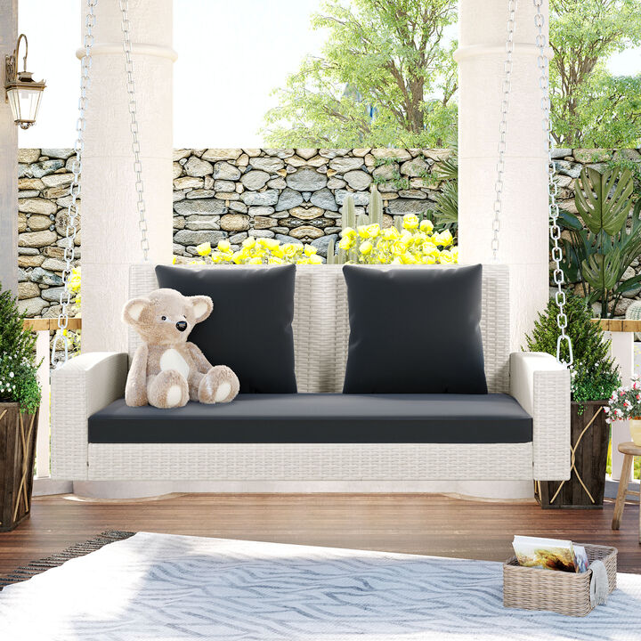 Merax 2-Person Wicker Hanging Porch Swing with Chains