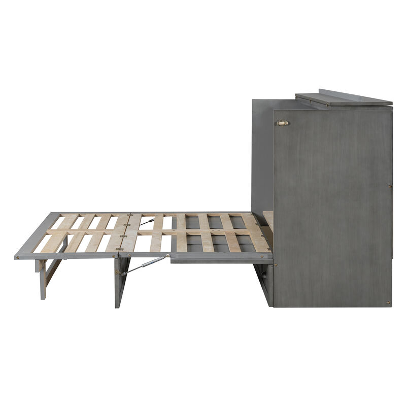 Merax Murphy Bed Cabinet with A Large Drawer