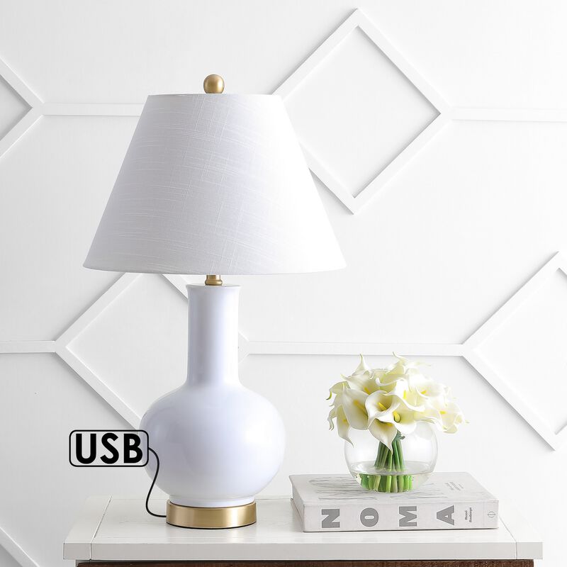 Han Ceramic/Iron Contemporary USB Charging LED Table Lamp
