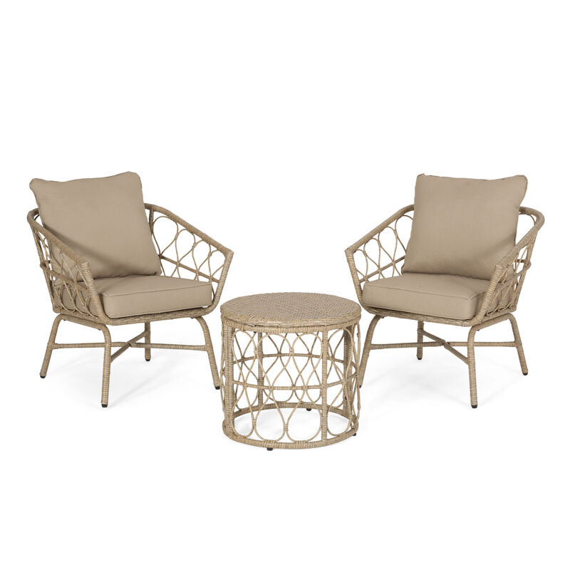 Merax 3 Pieces Outdoor PE Rattan Seating Chat Set