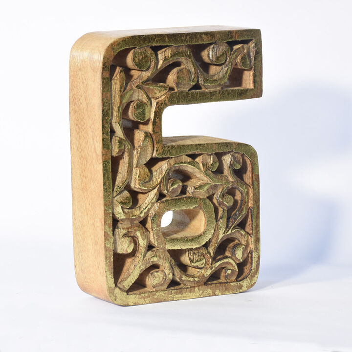 Vintage Natural Gold Handmade Eco-Friendly "6" Numeric Number For Wall Mount & Table Top Décor