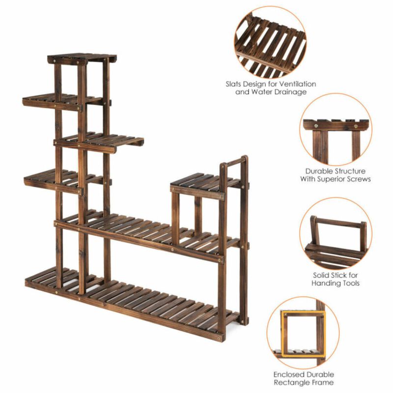 Hivvago 7-Tier Flower Wood Stand Plant Display Rack Storage Shelf