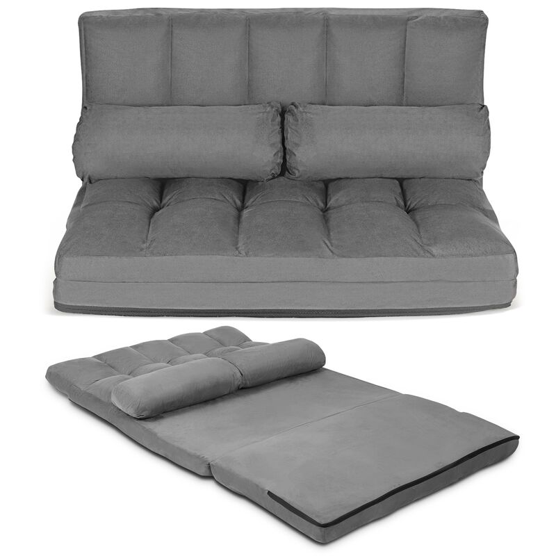 6-Position Foldable Floor Sofa Bed with Detachable Cloth Cover