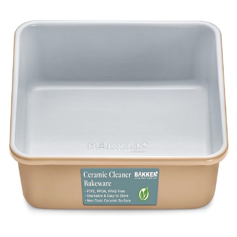 Square Cake Pan - Aluminized Steel, Ceramic Non-Stick Coating, Non-Toxic, Ideal Size, Heavy-Duty, Elevate Your Baking with Durability and Style!