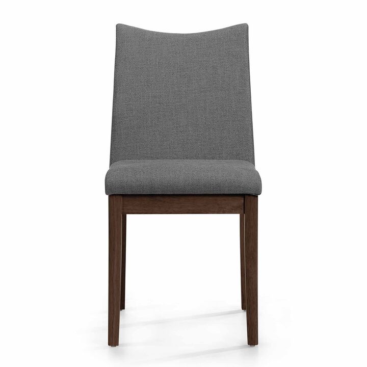 Heli Side Dining Chair, Set of 2, Curved, Gray Textured, Splayed Legs - Benzara