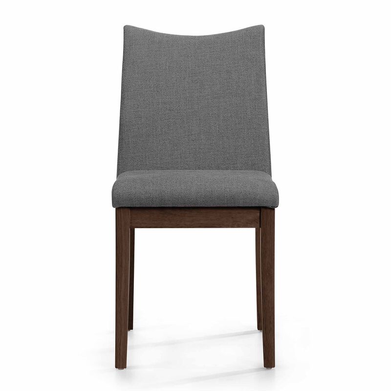 Heli Side Dining Chair, Set of 2, Curved, Gray Textured, Splayed Legs - Benzara