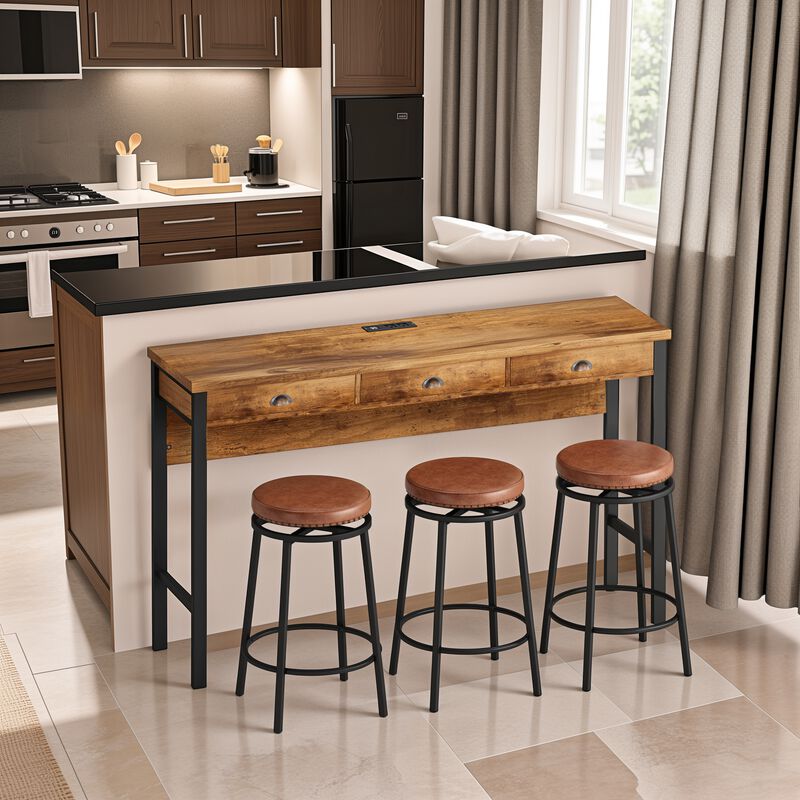 Merax 3-Drawer Dining Table with Stools Dining Set