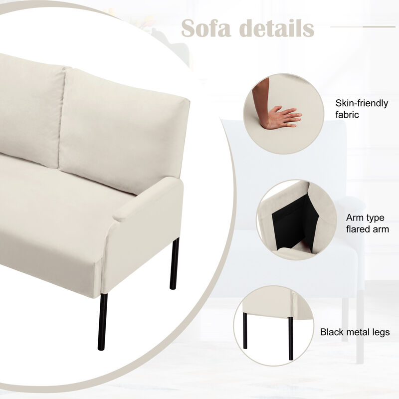 45.7 in. W Square Arm Velvet Modern Straight Sofa