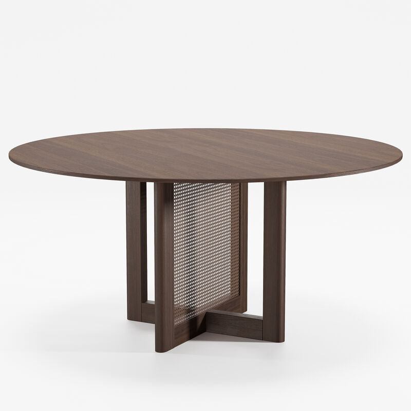 60 Cinna Modern Black Oak Wood Round Dining Table （Seats 8）