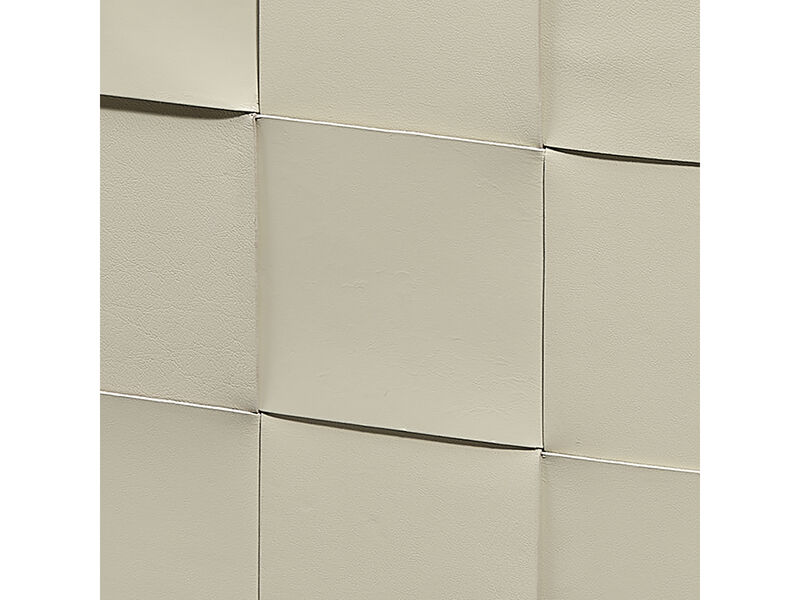 Woven Leather Ottoman White