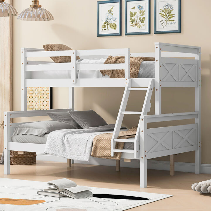 Merax Twin over Full Bunk Bed with Ladder and Guardrail