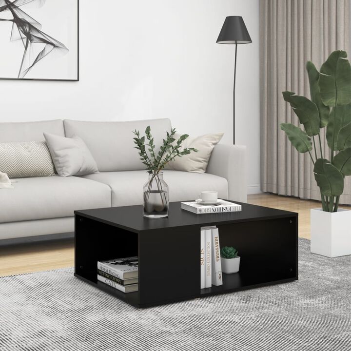 vidaXL Coffee Table Black 35.4"x26.4"x13" Chipboard