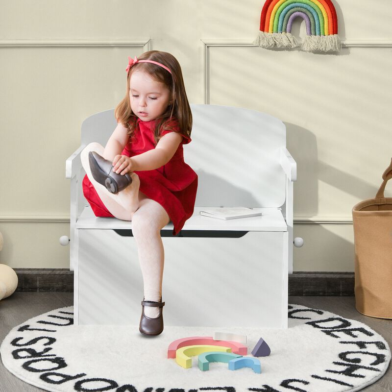 3-in-1 Kids Convertible Storage Bench Wood Activity Table and Chair Set