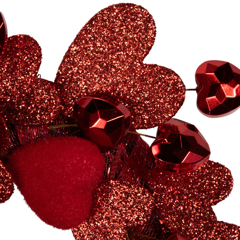 Red Heart Shaped Glittered Valentine's Day Wreath  22-Inch