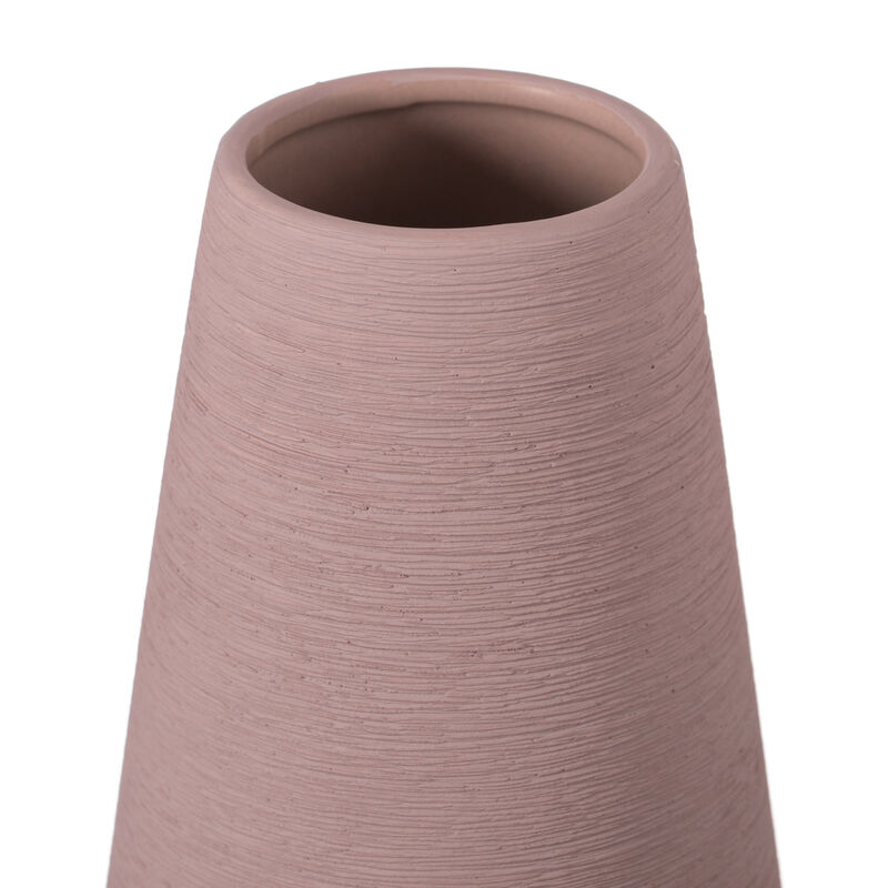 10 H Decorative Ceramic Round Cone Shape Centerpiece Table Vase Pink, Large