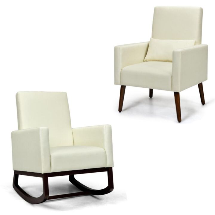 Hivvago 2-in-1 Fabric Upholstered Rocking Chair with Pillow