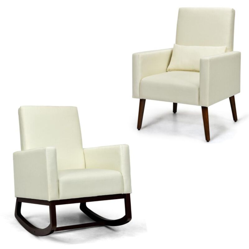 Hivvago 2-in-1 Fabric Upholstered Rocking Chair with Pillow