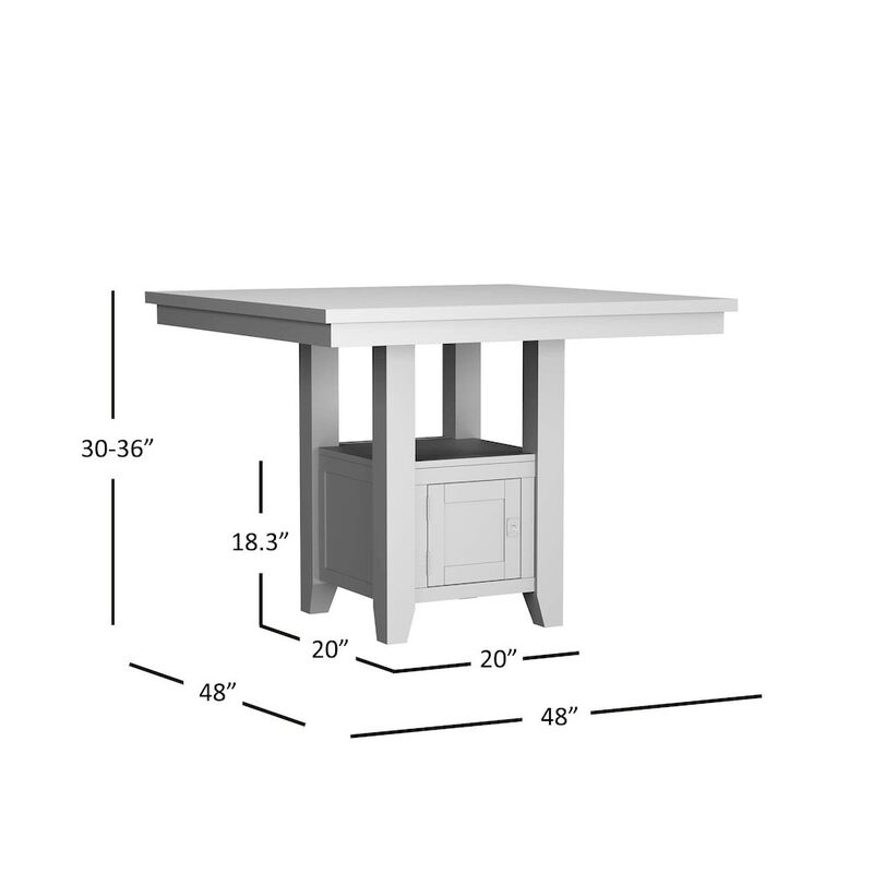 Jofran Kona Grove Distressed Rustic Solid Wood 48 Square Pub Table with Storage Base