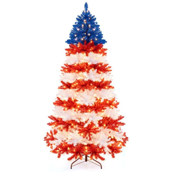 Hivvago 7.5 Feet Artificial Christmas Tree with Warm White LED Lights