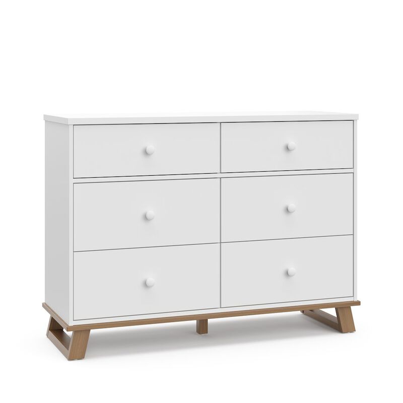 Storkcraft Modern 6 Drawer Dresser (White with Vintage Driftwood)