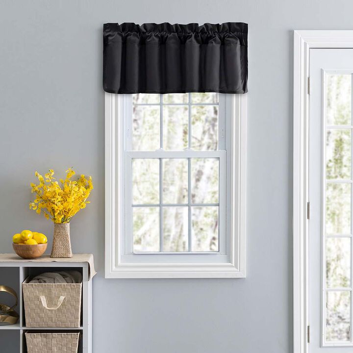 Ellis Stacey Solid Color Window 3" Rod Pocket High Quality Fabric Lined Swag Set Filler Valance 42"x13" Black