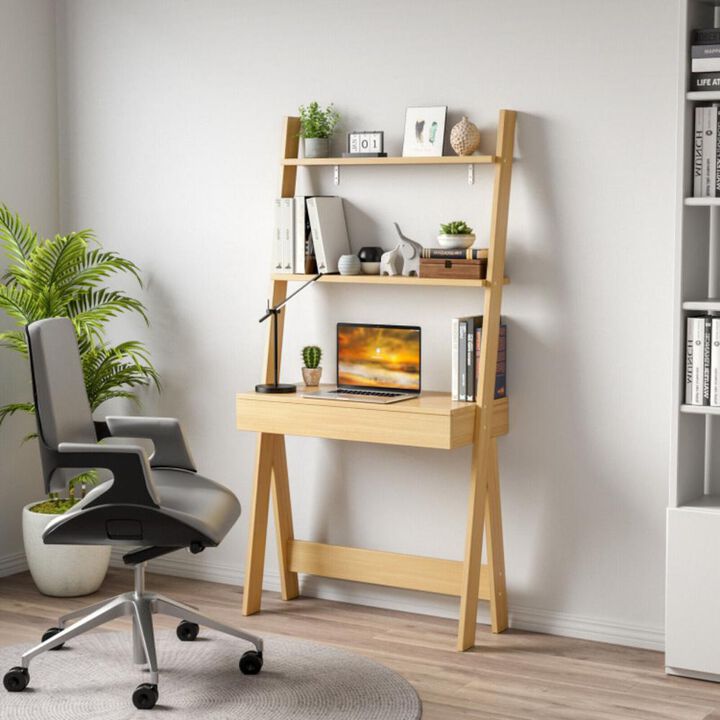 Hivvago Ladder Shelf Desk with Countertop Drawer and Anti-Toppling Device