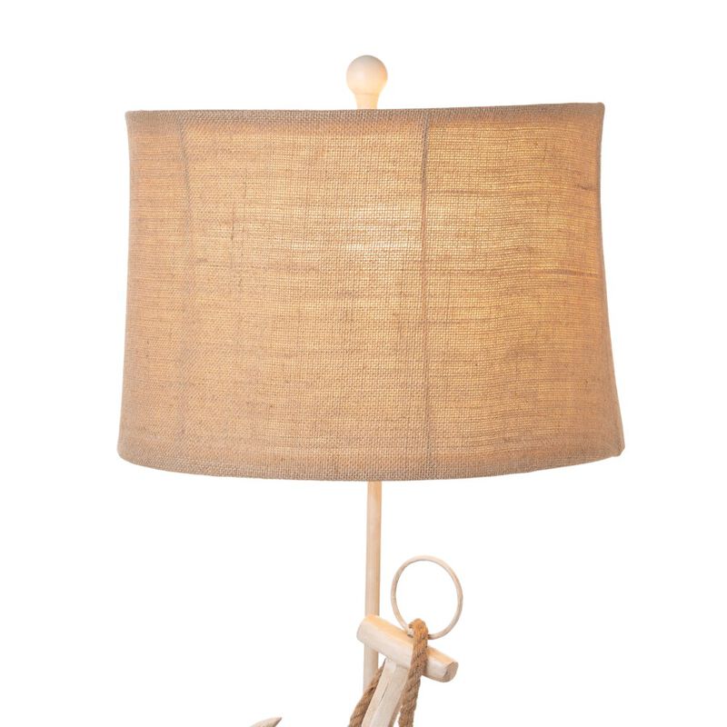 Lux Lighting Anchor 28 Distressed White Polyresin Coastal Table Lamp, (Set of 2)