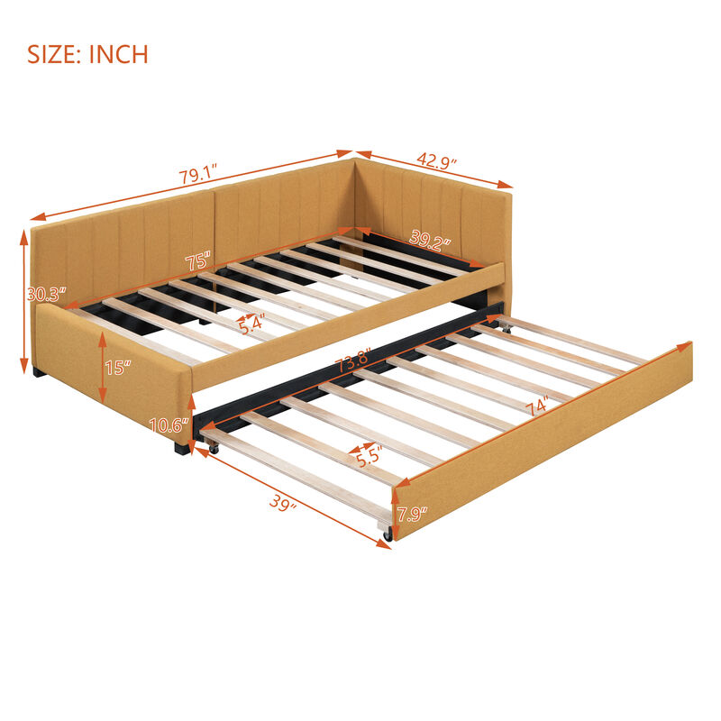Merax Upholstered Daybed Bed Frame with Trundle