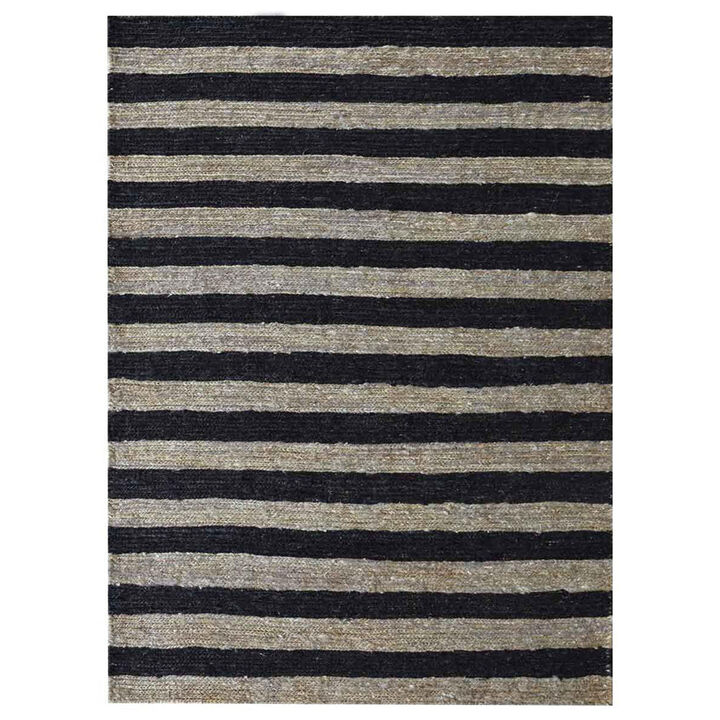 HAND KNOTTED SUMAK JUTE ECO-FRIENDLY Contemporary AREA RUGS  - 4'x6', Rectangle Shape, Beige Black Color, Contemporary, High Pile, Natural Fiber, Outdoor Indoor Handmade Area Rugs (J00083)