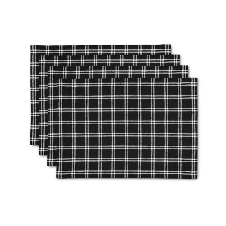 Solino Home 100% Pure Linen 14 x 19 Inch Placemats Set of 4 | Marseille Plaid