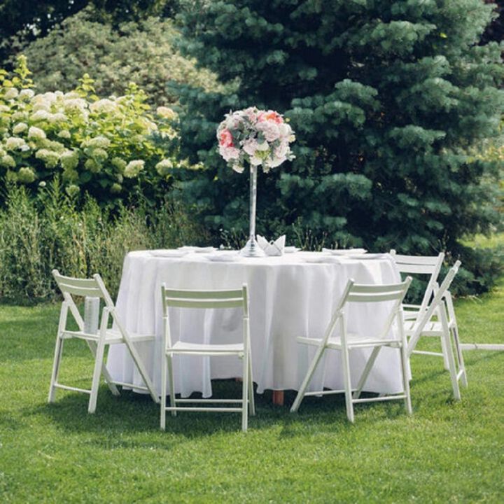 10 pcs 90" Home Restaurant Polyester Round Tablecloth-White