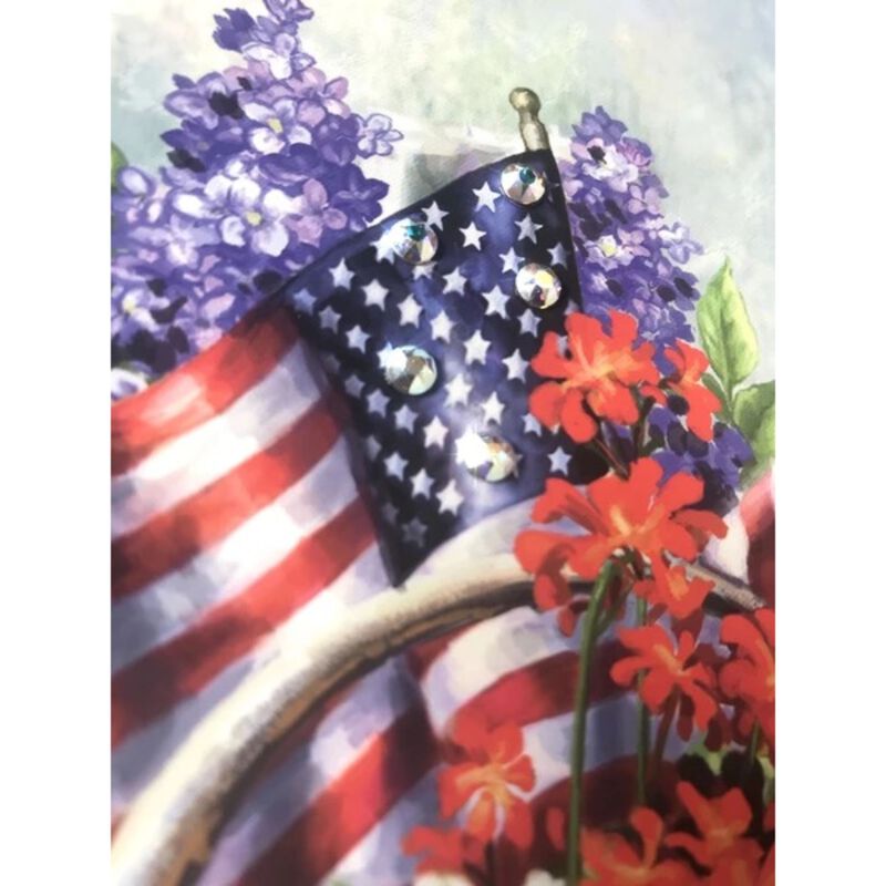 Green and Red Patriotic Garden Pizazz Print Framed Wall Decor 10" x 10"