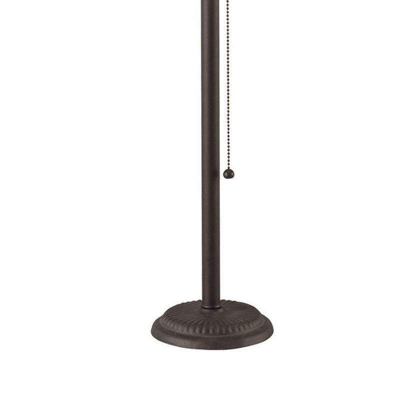 Paper Shade Metal Table Lamp with Pull Chain Switch,Set of 4,White and Black-Benzara