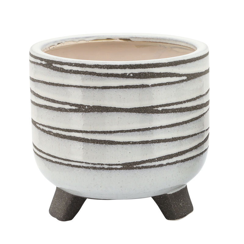 Ceramic Footed Planter, White