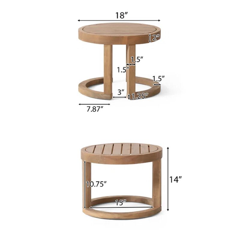 Merax Outdoor Acacia Wood 3-Piece Lounge Seating Set