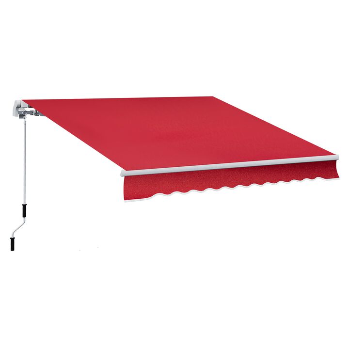 Wine Red Outdoor Shade: 12'x10' Manual Retractable Awning