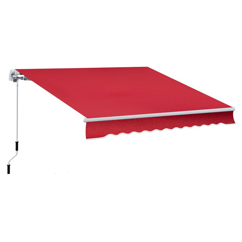 Wine Red Outdoor Shade: 12'x10' Manual Retractable Awning