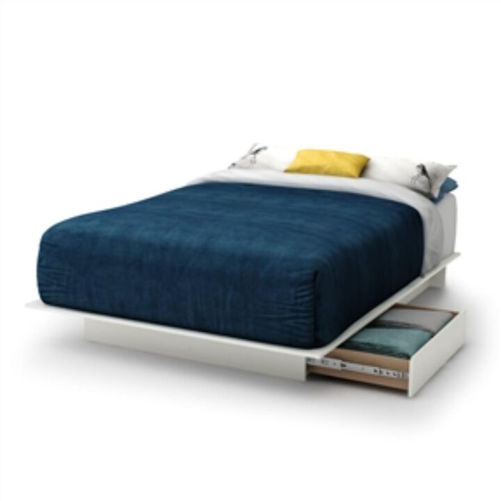 Hivvago Full size White Modern Platform Bed Frame with 2 Storage Drawers