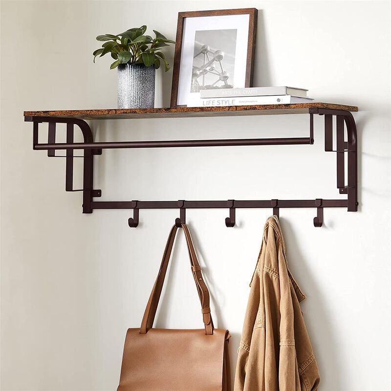 Wall-Mounted Coat Rack with Hanging Rail - Space-Saving Hook Rack