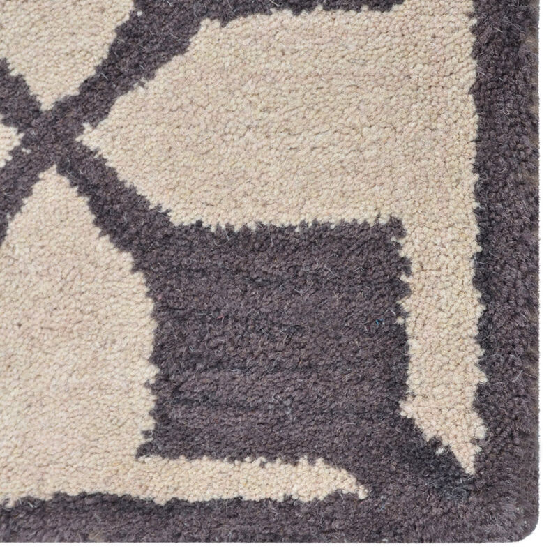 RUGSOTIC CARPETS HAND TUFTED WOOL ECO-FRIENDLY AREA RUGS  - 9'x12', Rectangle Shape, Beige & Black, Geometric Modern Design, High Pile Handmade Area Rugs for Living Room, Bed Room (K00301)