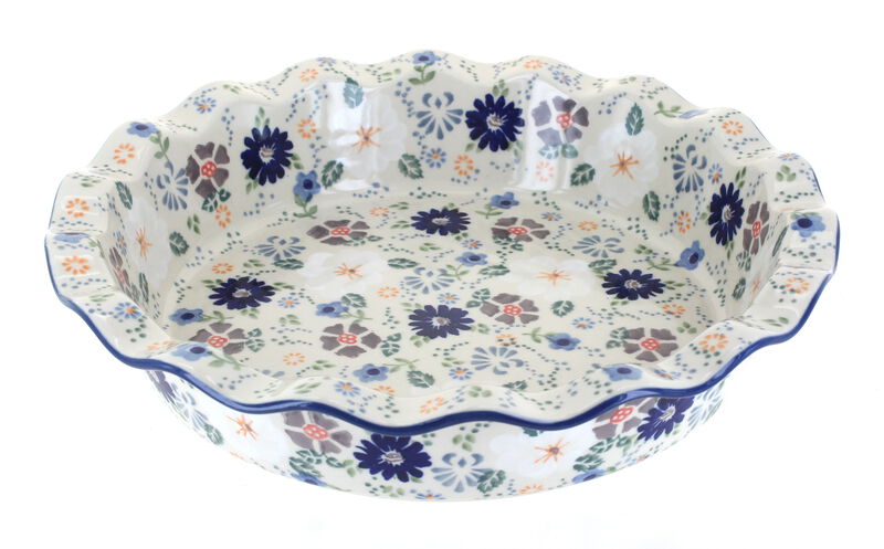 Blue Rose Polish Pottery Summer Vine Pie Plate