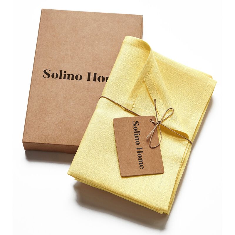 Solino Home 100% Pure Linen Kitchen Towels Set of 2 - 17 x 26 Inch | Fete