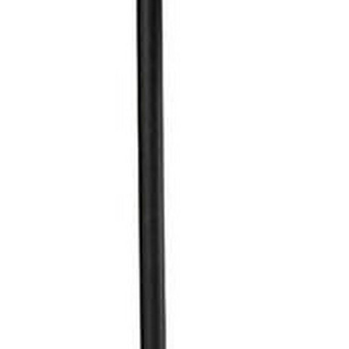 Benjara 24 Inch Table Lamp, Angled Stem, Round Base, Metal, Black, Antique Gold