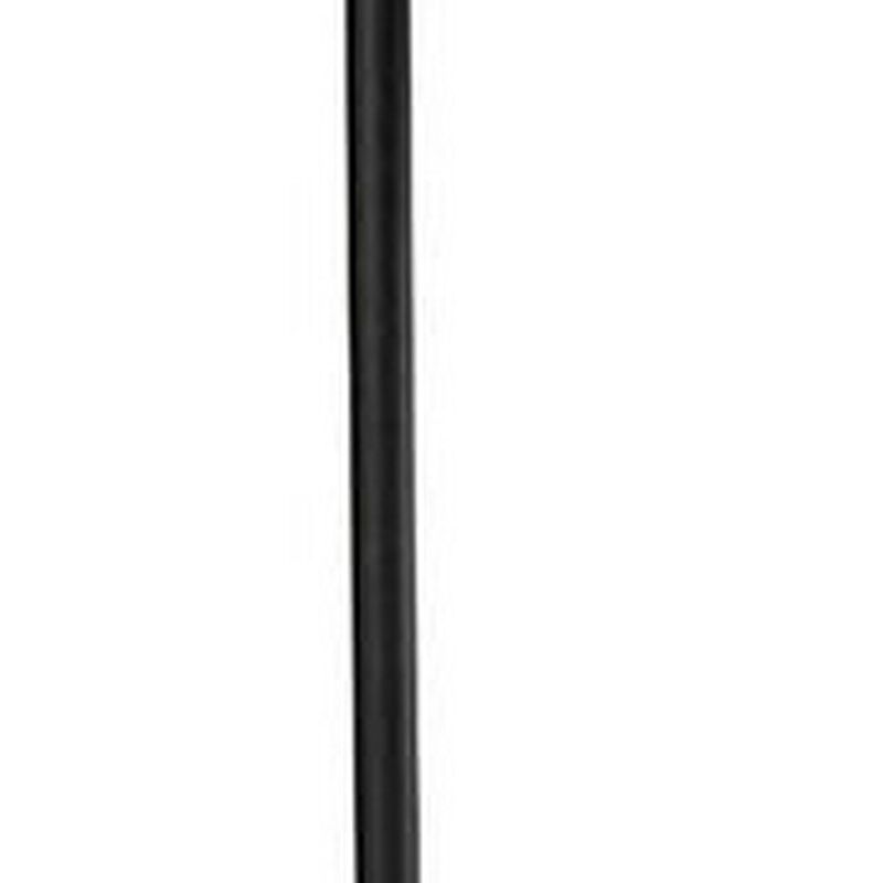 Benjara 24 Inch Table Lamp, Angled Stem, Round Base, Metal, Black, Antique Gold