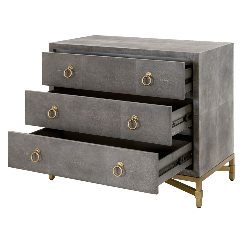 Gray Shagreen 3-Drawer Nightstand