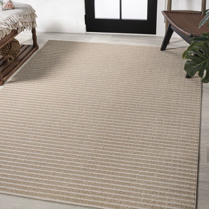 Aarhus High-Low Minimalist Scandi Striped Indoor/Outdoor Area Rug