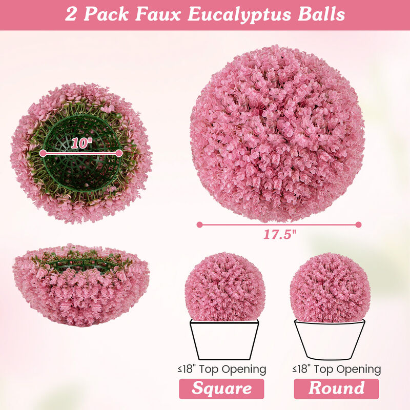 17.5" Faux Purple Eucalyptus Decorative Balls with 7-Layer Leaves for Backyard, Porch, Garden, and Wedding