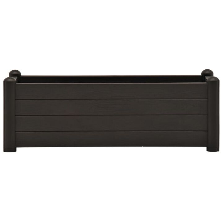 Outdoor Raised Flower Bed with Drainage, 39 Inch Gray Polypropylene - Benzara
