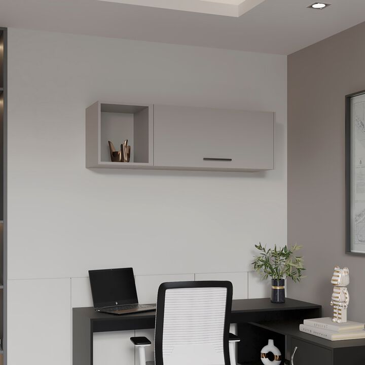 Rockwood Wall Shelf 14.9" H, with 1 Door and 3 Shelves, Smokey Gray