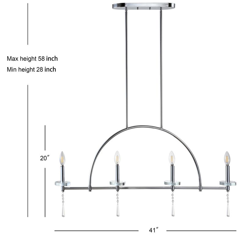Doris 4-light Linear Metal/Crystal LED Pendant